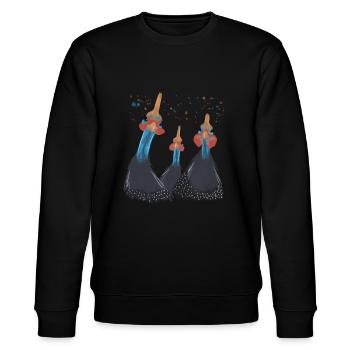 Trio Guinea Fowl - Stanley/Stella CHANGER Unisex Organic Sweatshirt - black - Front - Nik (191cm) & Marisol (170cm)