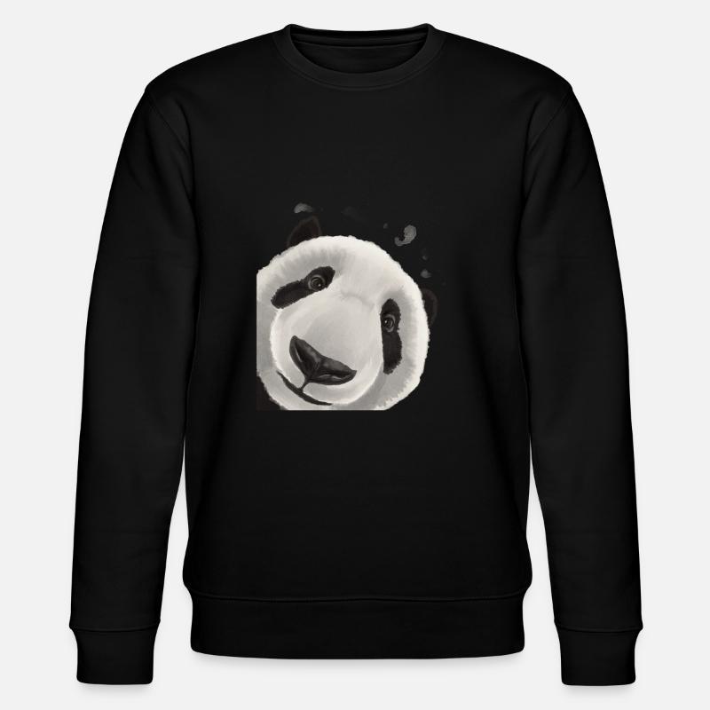 Neugieriger Panda Bär - Stanley/Stella Unisex Bio-Sweatshirt CHANGER  - Schwarz