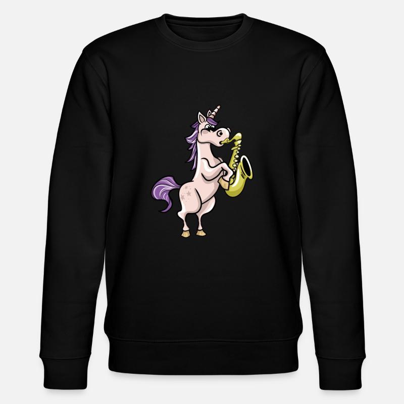 Saxophonist Einhorn - Stanley/Stella Unisex Bio-Sweatshirt CHANGER  - Schwarz