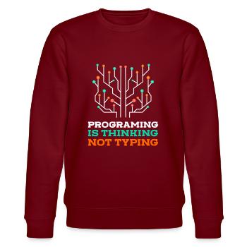 Programmer Coder Nerd - Stanley/Stella CHANGER Unisex Organic Sweatshirt - burgundy - Front - Nik (191cm) & Marisol (170cm)