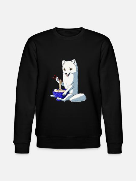 Japansk sne ræv Ramen nudler arktisk ræv - Stanley/Stella økologisk unisex-sweatshirt CHANGER  - sort