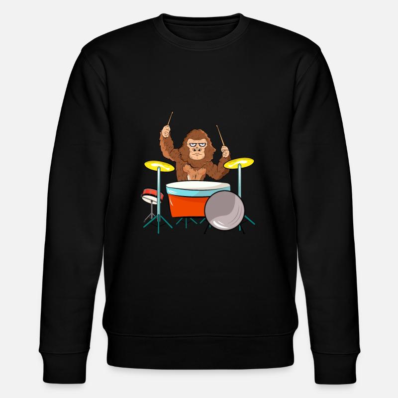 Bigfoot Playing Drums - Stanley/Stella CHANGER Unisex Organic Sweatshirt - black