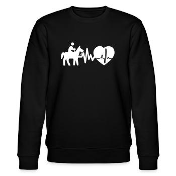 Reiten ist Leben Herzschlag für Reiter - Stanley/Stella Unisex Bio-Sweatshirt CHANGER  - Schwarz - Vorne - Nik (191cm) & Marisol (170cm)