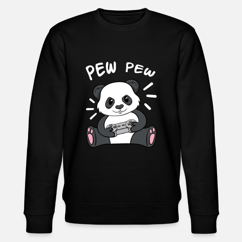 Pew Pew Panda - Stanley/Stella Unisex Bio-Sweatshirt CHANGER  - Schwarz