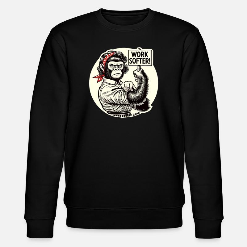 Starke Gorilla-Frau: Arbeite weicher - Stanley/Stella Unisex Bio-Sweatshirt CHANGER  - Schwarz