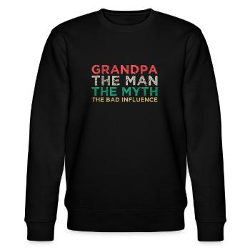 GRANDPA THE MAN THE MYTH - Stanley/Stella Unisex Bio-Sweatshirt CHANGER  - Schwarz - Vorne - Nik (191cm) & Marisol (170cm)