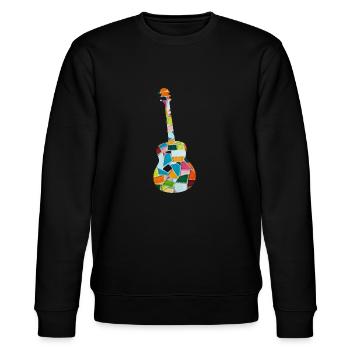 Gitarre bunt Hippie musikalisch Musikschule Musik - Stanley/Stella Unisex Bio-Sweatshirt CHANGER  - Schwarz - Vorne - Nik (191cm) & Marisol (170cm)