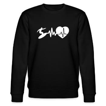 Surfen ist Leben Herzschlag für Surfer - Stanley/Stella Unisex Bio-Sweatshirt CHANGER  - Schwarz - Vorne - Nik (191cm) & Marisol (170cm)