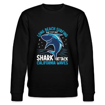 Long Beach Surfing Shark Attack California Waves - Stanley/Stella CHANGER Unisex Organic Sweatshirt - black - Front - Nik (191cm) & Marisol (170cm)