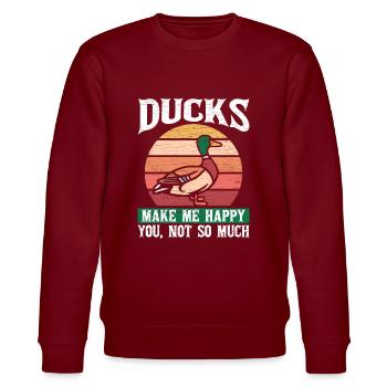 Ente Retro Entchen - Stanley/Stella Unisex Bio-Sweatshirt CHANGER  - Burgunderrot - Vorne - Nik (191cm) & Marisol (170cm)