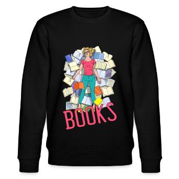 Literatur und die Liebe zum Buch - Stanley/Stella Unisex Bio-Sweatshirt CHANGER  - Schwarz - Vorne - Nik (191cm) & Marisol (170cm)