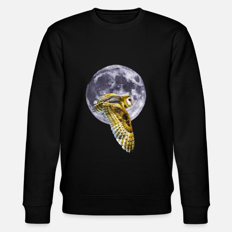Eule und Mond - Stanley/Stella Unisex Bio-Sweatshirt CHANGER  - Schwarz