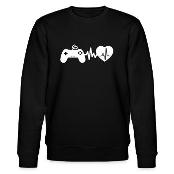 Gaming ist Leben Herzschlag für Gamer - Stanley/Stella Unisex Bio-Sweatshirt CHANGER  - Schwarz - Vorne - Nik (191cm) & Marisol (170cm)