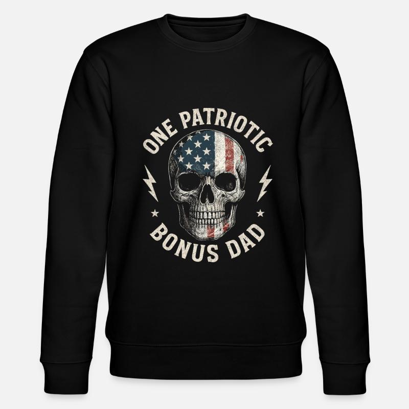 Bonus Dad mit Flaggen-Schädel - Stanley/Stella Unisex Bio-Sweatshirt CHANGER  - Schwarz
