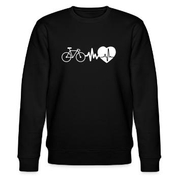 Cycling is life, heartbeat for cyclists - Stanley/Stella CHANGER Unisex Organic Sweatshirt - black - Front - Nik (191cm) & Marisol (170cm)
