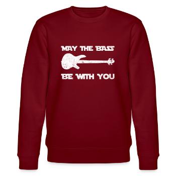 May The Bass Be With You Gitarrenlehrer - Stanley/Stella Unisex Bio-Sweatshirt CHANGER  - Burgunderrot - Vorne - Nik (191cm) & Marisol (170cm)