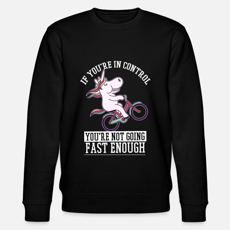 Süßes Einhorn auf einem Fahrrad - Stanley/Stella Unisex Bio-Sweatshirt CHANGER  - Schwarz