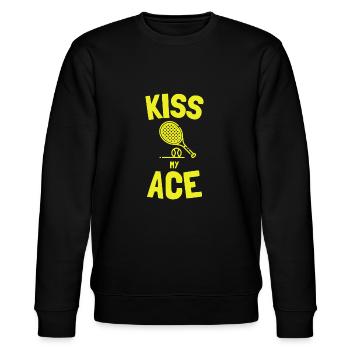 Kiss my ace humor tennis sport birthday funny - Stanley/Stella CHANGER Unisex Organic Sweatshirt - black - Front - Nik (191cm) & Marisol (170cm)