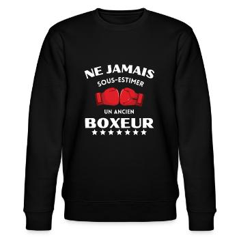 Jamais sous-estimer un ancien boxeur humour sport - Sweat bio CHANGER Stanley/Stella Unisexe - noir - Devant - Nik (191cm) & Marisol (170cm)
