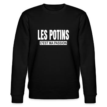 Les potins c'est ma passion humour magazine people - Sweat bio CHANGER Stanley/Stella Unisexe - noir - Devant - Nik (191cm) & Marisol (170cm)