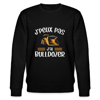 Je peux pas j'ai bulldozer humour chantier BTP - Sweat bio CHANGER Stanley/Stella Unisexe - noir - Devant - Nik (191cm) & Marisol (170cm)