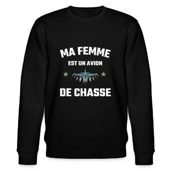 Ma femme est un avion de chasse humour couple - Sweat bio CHANGER Stanley/Stella Unisexe - noir - Devant - Nik (191cm) & Marisol (170cm)