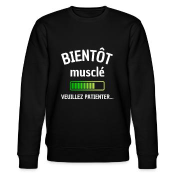 Bientôt musclé patienter sport musculation muscu - Sweat bio CHANGER Stanley/Stella Unisexe - noir - Devant - Nik (191cm) & Marisol (170cm)