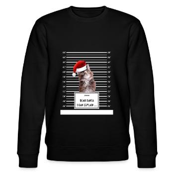 dear santa i can explain cat ugly Christmas - Stanley/Stella Unisex Bio-Sweatshirt CHANGER  - Schwarz - Vorne - Nik (191cm) & Marisol (170cm)