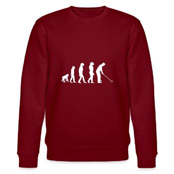 Golf Evolution Golfer Geschenk Golfschläger - Stanley/Stella Unisex Bio-Sweatshirt CHANGER  - Burgunderrot - Vorne - Nik (191cm) & Marisol (170cm)