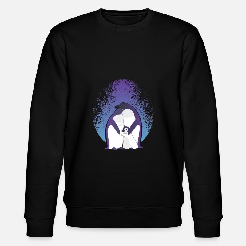 Pinguin Familie - Stanley/Stella Unisex Bio-Sweatshirt CHANGER  - Schwarz