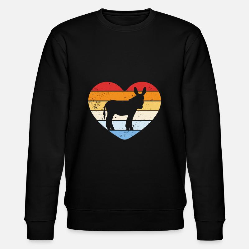 Esel Herz Retro - Stanley/Stella Unisex Bio-Sweatshirt CHANGER  - Schwarz