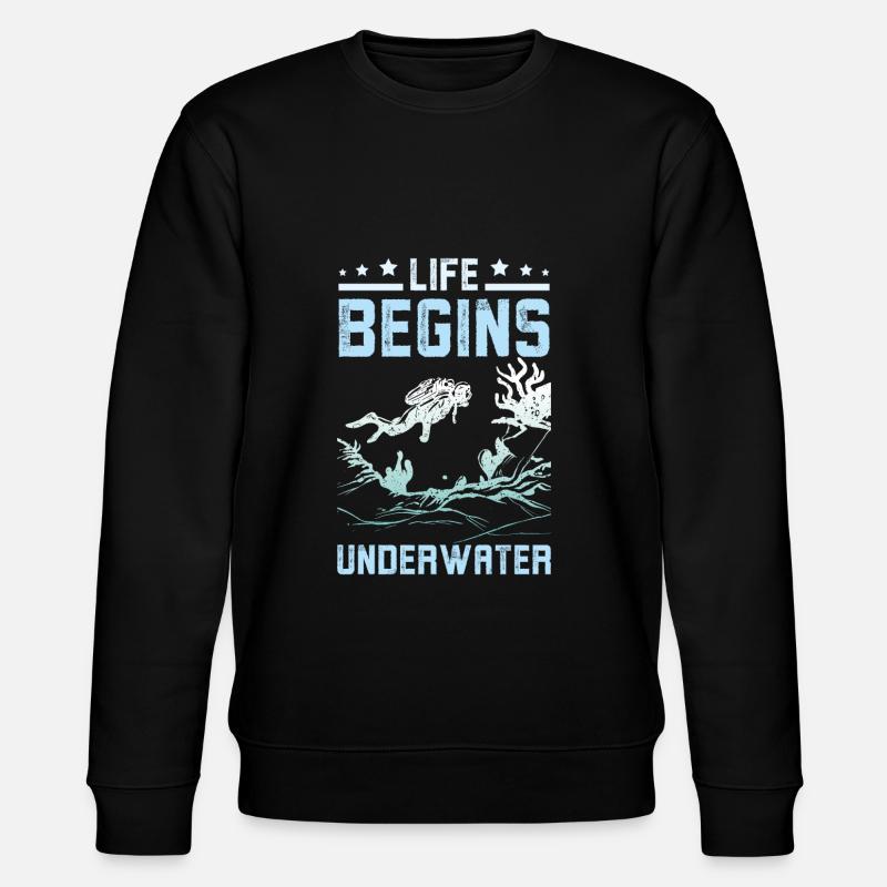 Life Begins underwater - Stanley/Stella Unisex Bio-Sweatshirt CHANGER  - Schwarz