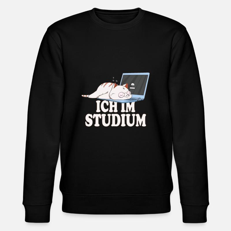 Ich im Studium schlafende katze - Stanley/Stella Unisex Bio-Sweatshirt CHANGER  - Schwarz