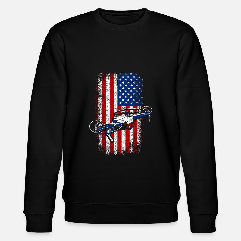 Usa Drapeau américain Drone - Sweat bio CHANGER Stanley/Stella Unisexe - noir