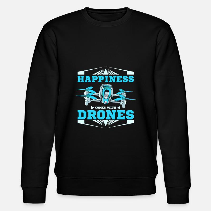 Happiness comes with drones - Stanley/Stella CHANGER Unisex Organic Sweatshirt - black