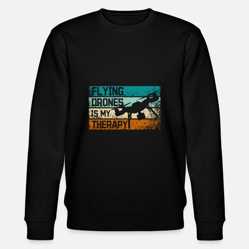 Flying drones is my therapy - Stanley/Stella CHANGER Unisex Organic Sweatshirt - black