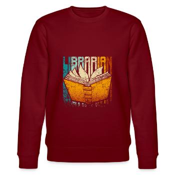 Retro vintage librarian - Stanley/Stella Unisex Bio-Sweatshirt CHANGER  - Burgunderrot - Vorne - Nik (191cm) & Marisol (170cm)