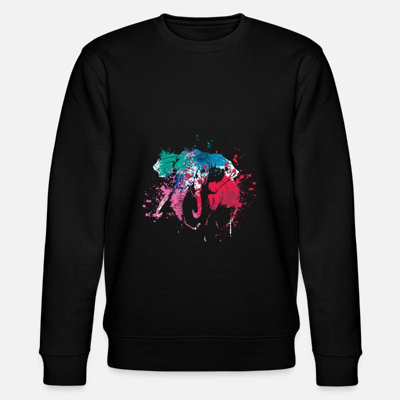 Splash Art Elefanten - Stanley/Stella Unisex Bio-Sweatshirt CHANGER  - Schwarz