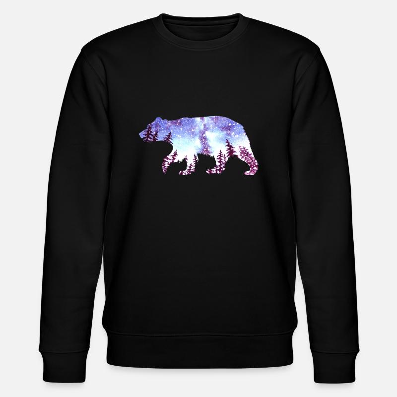 Bär Nachthimmel Wald - Stanley/Stella Unisex Bio-Sweatshirt CHANGER - Schwarz