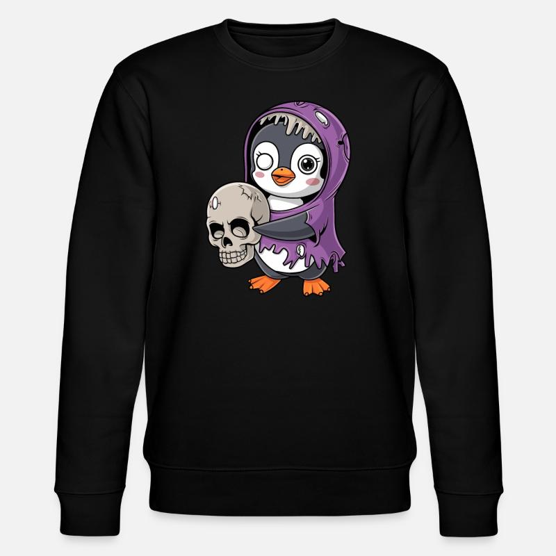 Pinguin Zombie Halloween mit Schädel - Stanley/Stella Unisex Bio-Sweatshirt CHANGER  - Schwarz