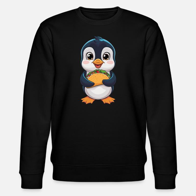 Pingouin mignon avec des tacos - Sweat bio CHANGER Stanley/Stella Unisexe - noir