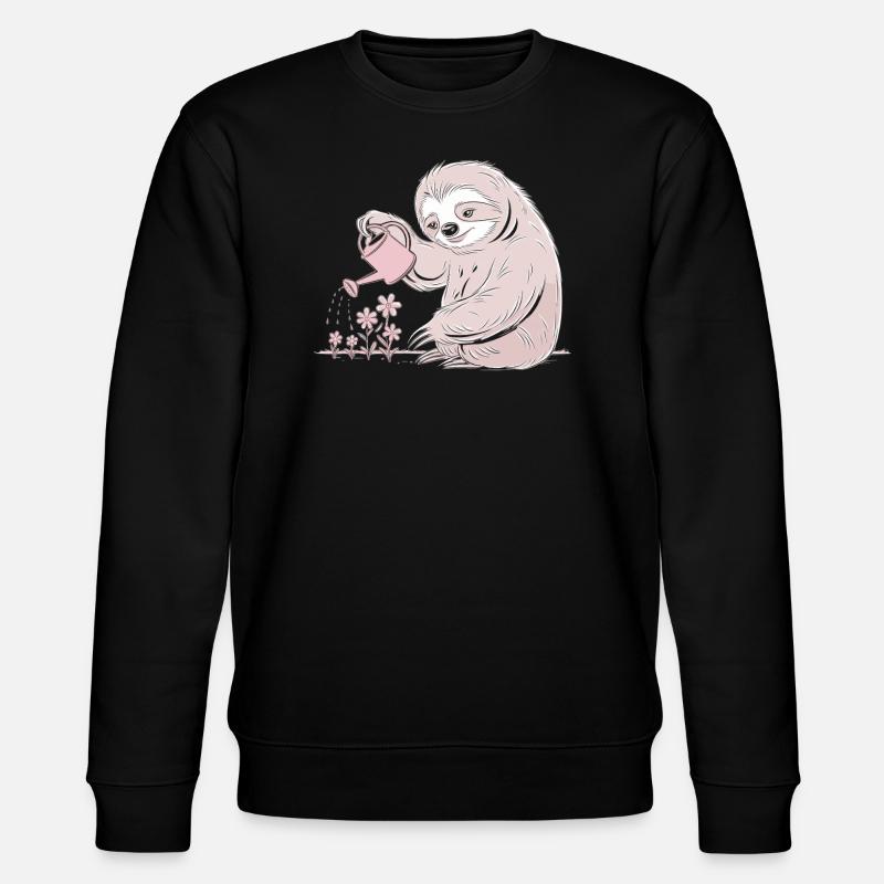Gemütlicher Gärtner Faultier Mit Gießkanne - Stanley/Stella Unisex Bio-Sweatshirt CHANGER  - Schwarz