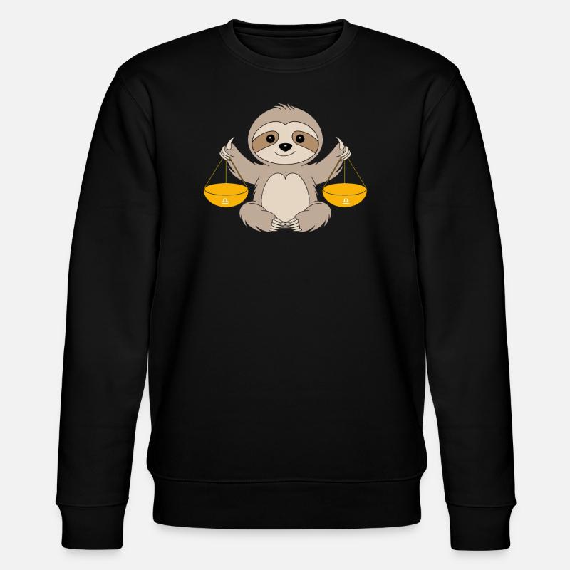 Libra Zodiac Sign Sloth Harmony - Stanley/Stella CHANGER Unisex Organic Sweatshirt - black