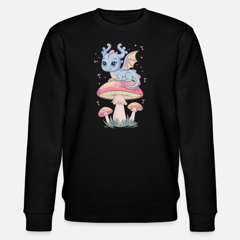 Dragon d’évasion fantaisiste sur champignon - Sweat bio CHANGER Stanley/Stella Unisexe - noir