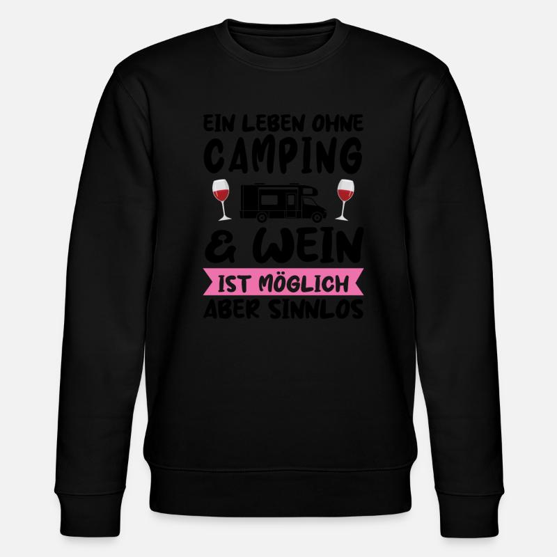 Campen Wein Campingplatz Geschenk - Stanley/Stella Unisex Bio-Sweatshirt CHANGER  - Schwarz