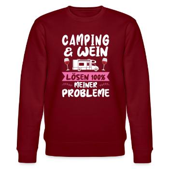Campen Wein Camping-Liebhaber Geschenk - Stanley/Stella Unisex Bio-Sweatshirt CHANGER  - Burgunderrot - Vorne - Nik (191cm) & Marisol (170cm)