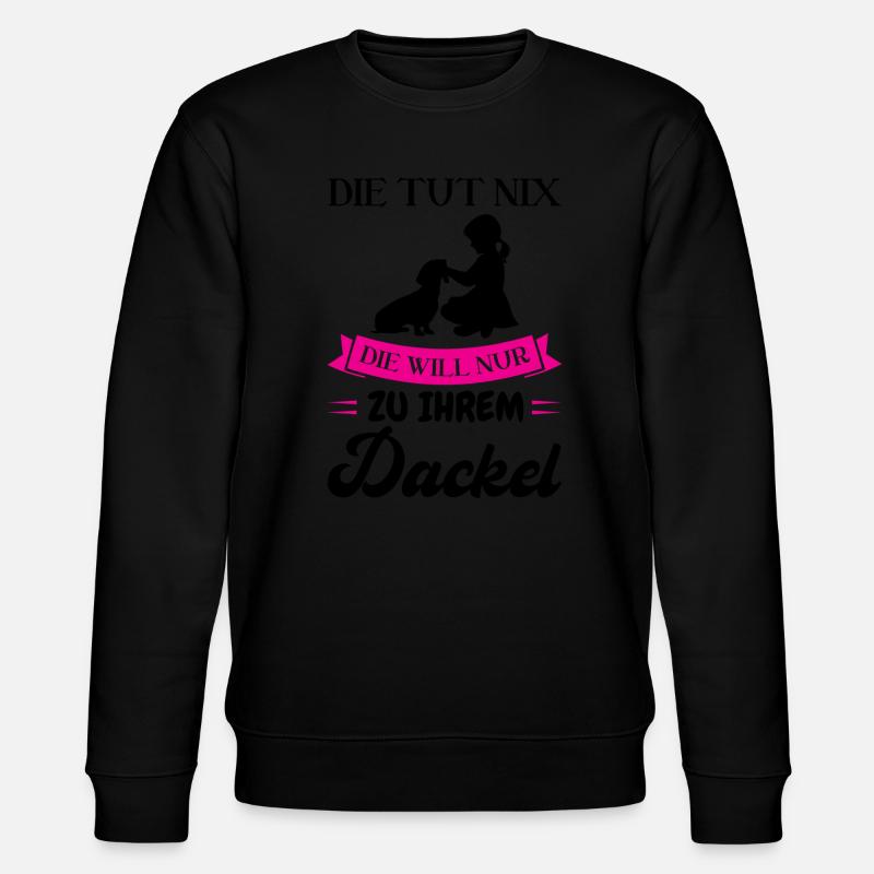Dackel Hund Dachshund Geschenk - Stanley/Stella Unisex Bio-Sweatshirt CHANGER - Schwarz