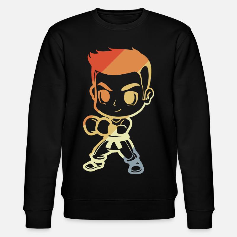 Kickboxer Junge Cartoon - Stanley/Stella Unisex Bio-Sweatshirt CHANGER  - Schwarz