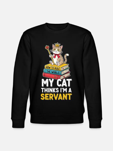 Kitten Crown Ruler Motif - Stanley/Stella CHANGER Unisex Organic Sweatshirt - black