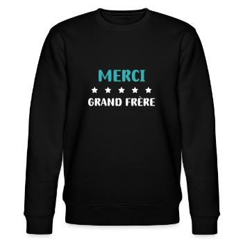merci grand frère personnalisé - Sweat bio CHANGER Stanley/Stella Unisexe - noir - Devant - Nik (191cm) & Marisol (170cm)